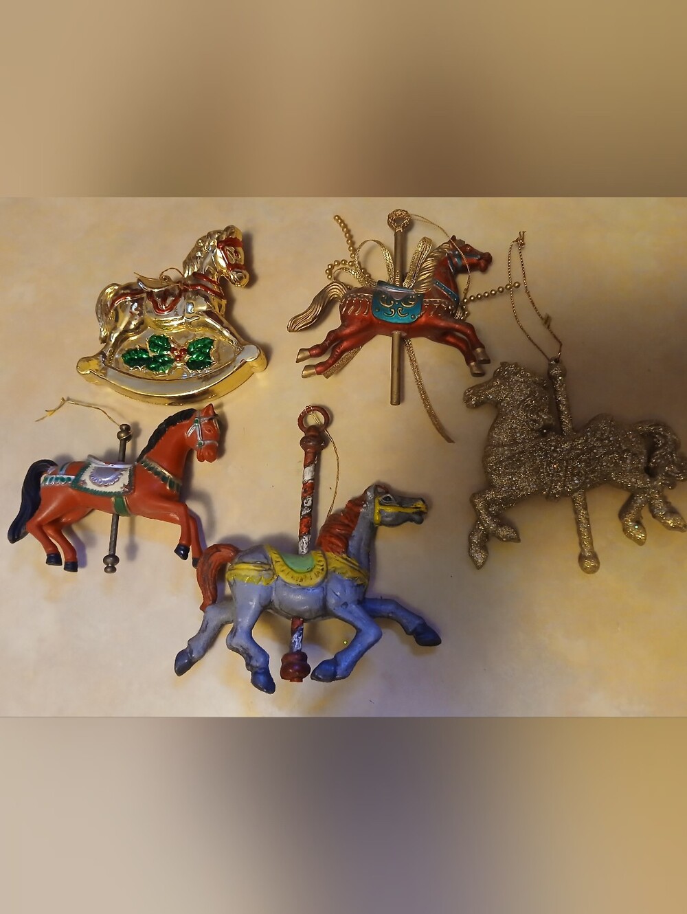 Vintage Carousel Horse Christmas ornament lot